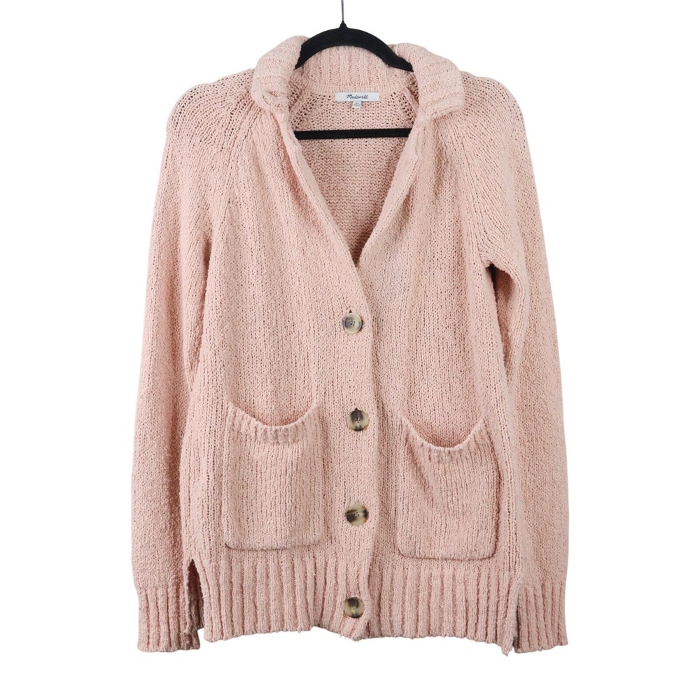 Madewell Cardigan Sweater Womens Size XS Pink Draper Pockets Oversized L0036